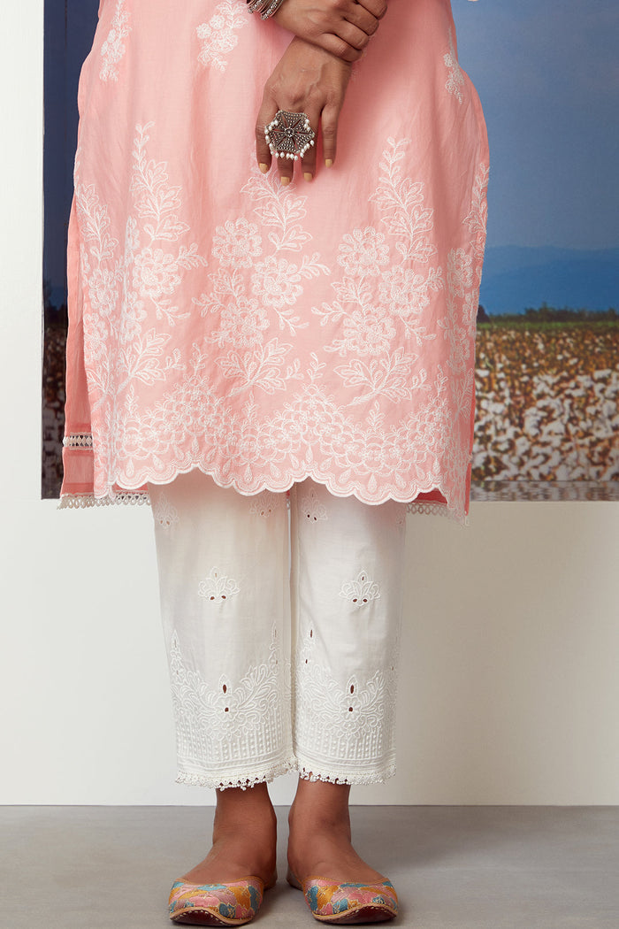 Mulmul Supima Cotton Moon Light Coral Kurta (Copy)