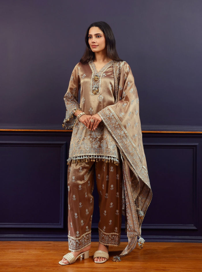 Mulmul Tissue Lovi Brown Dupatta
