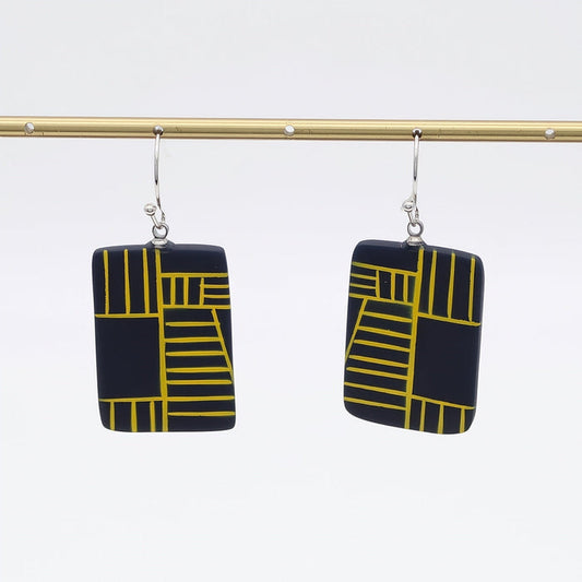 Navy Geovibe Drop Earring