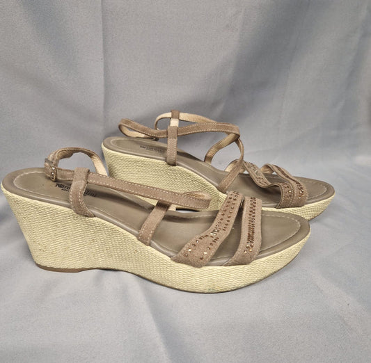 Nero Giardini Women's brown suede Crossover Wedge Sandals UK7/EU41