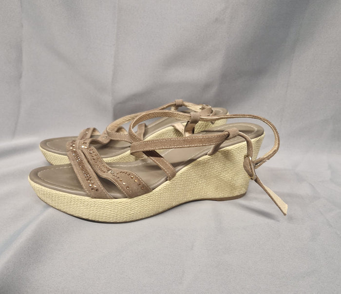 Nero Giardini Women's brown suede Crossover Wedge Sandals UK7/EU41