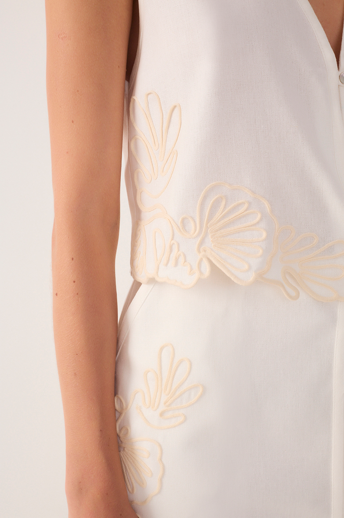 Off-White Embroidered Hem Linen Vest_5