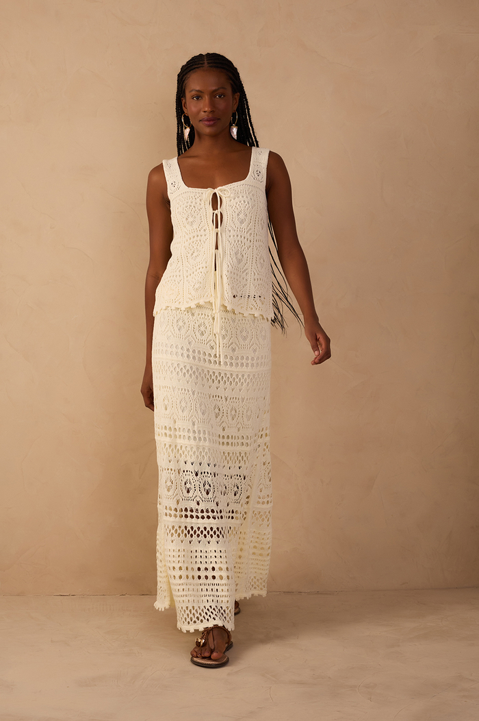 Off-White Lined Tricot Maxi Skirt_1