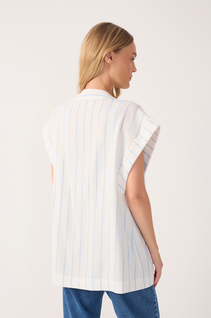 Off-White Stripes Front-Tie Linen Vest_5