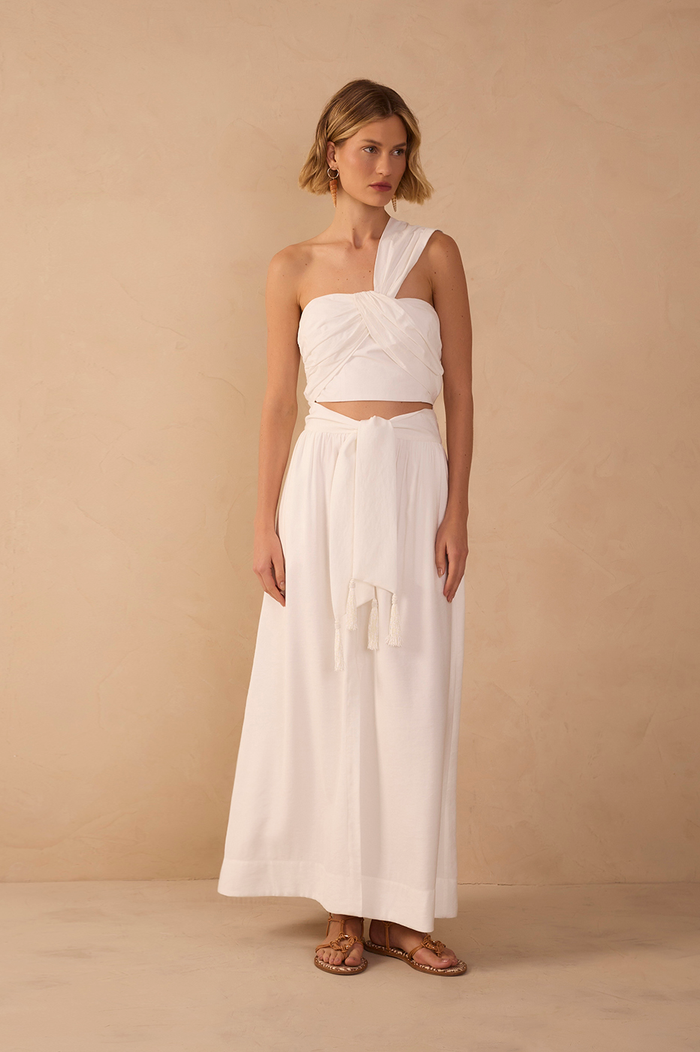 Off-White Tie Waist Maxi Skirt_1