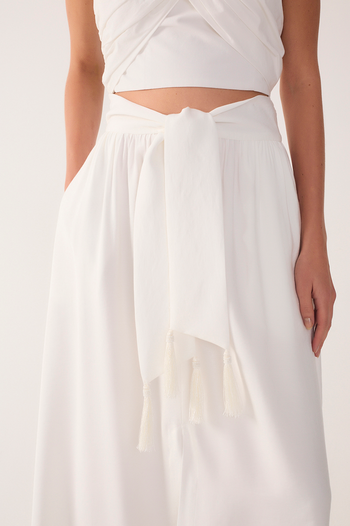 Off-White Tie Waist Maxi Skirt_5