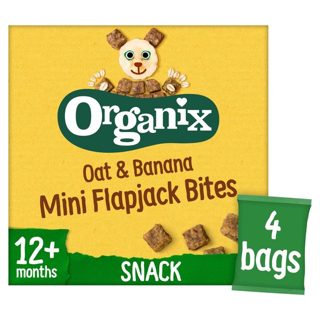 Organix Oat & Banana Organic Mini Flapjack Bites, 12 mths+ Multipack 4 x 20g