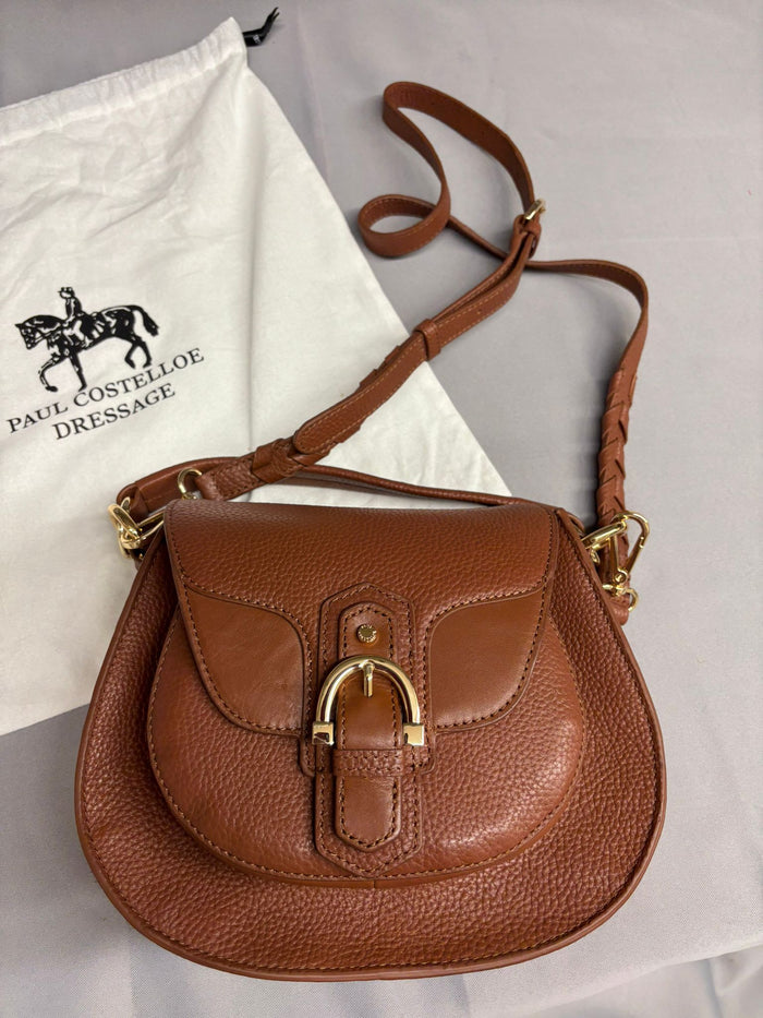 Paul Costelloe Dressage Brown Leather Saddle Bag Crossbody And Matching Purse New