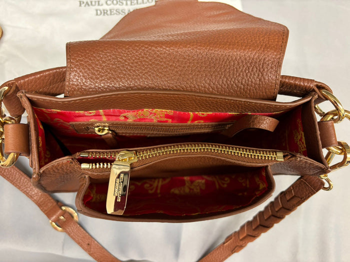 Paul Costelloe Dressage Brown Leather Saddle Bag Crossbody And Matching Purse New