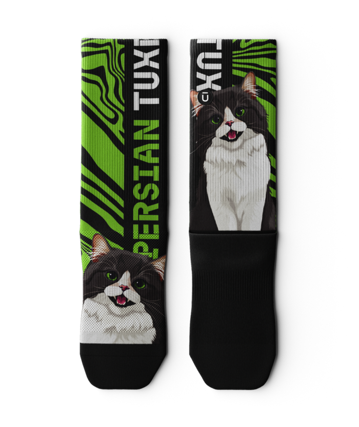 Persian Tuxedo Athletic Crew Socks