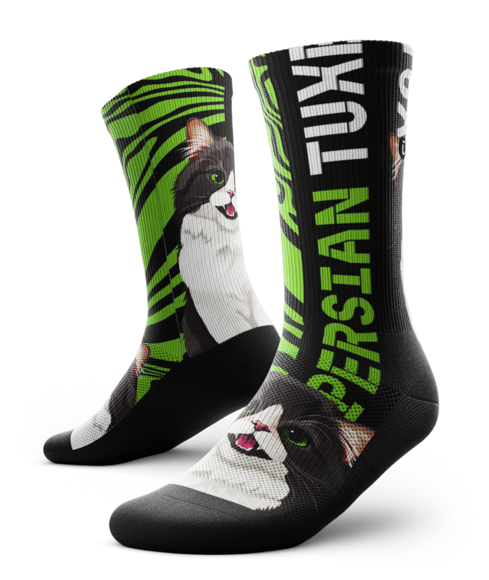 Persian Tuxedo Athletic Crew Socks