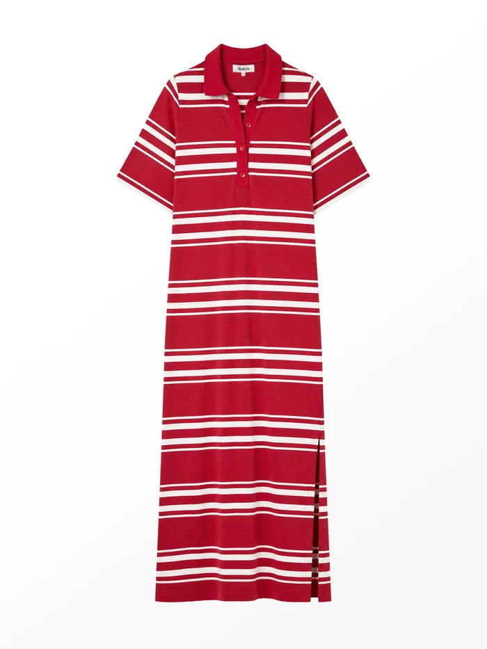 Petite Red Striped Cotton Rugby Shirt Dress