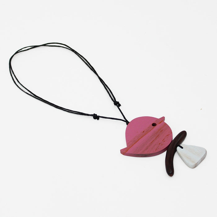 Pink Robin On A Branch Adjustable Necklace