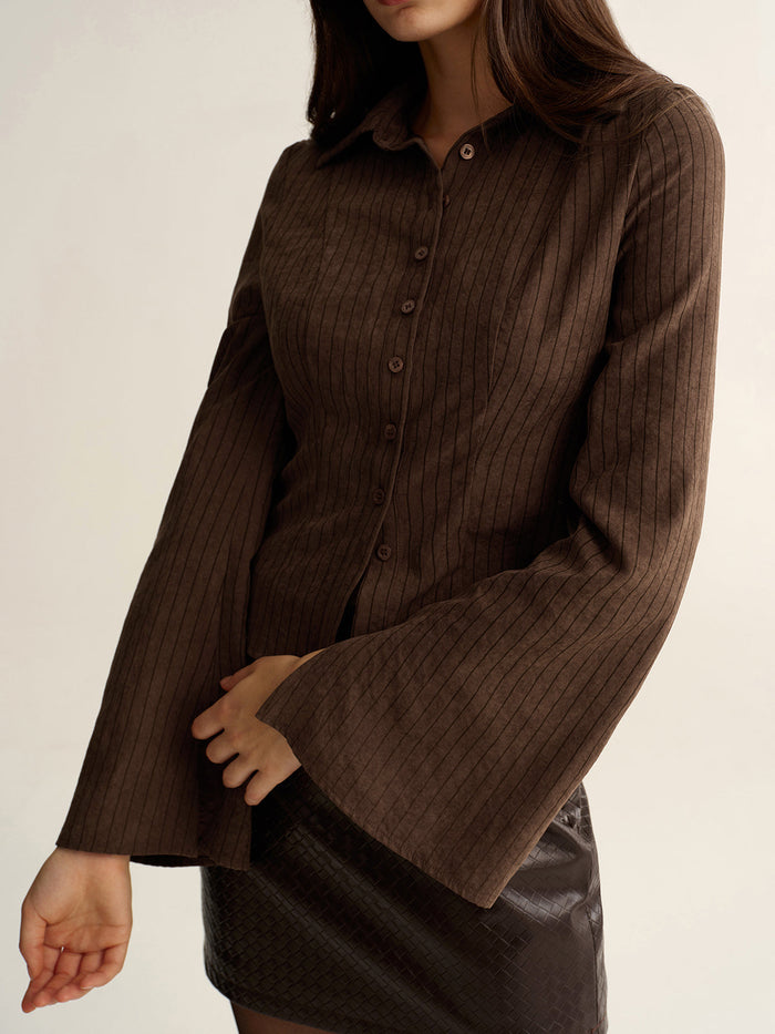 Pinstripe Cropped Fitted Shirt