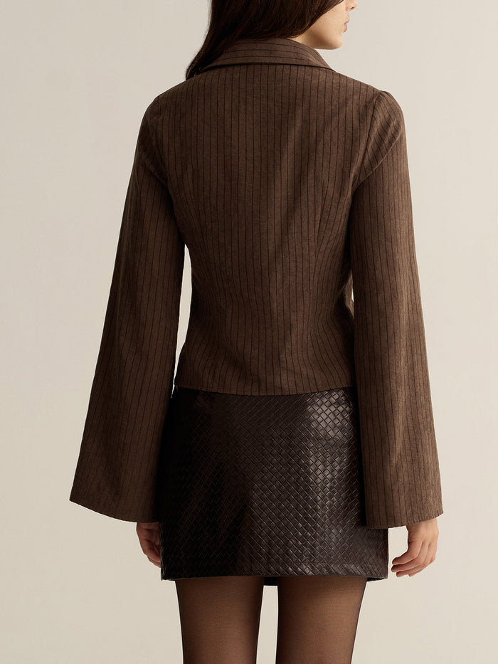 Pinstripe Cropped Fitted Shirt