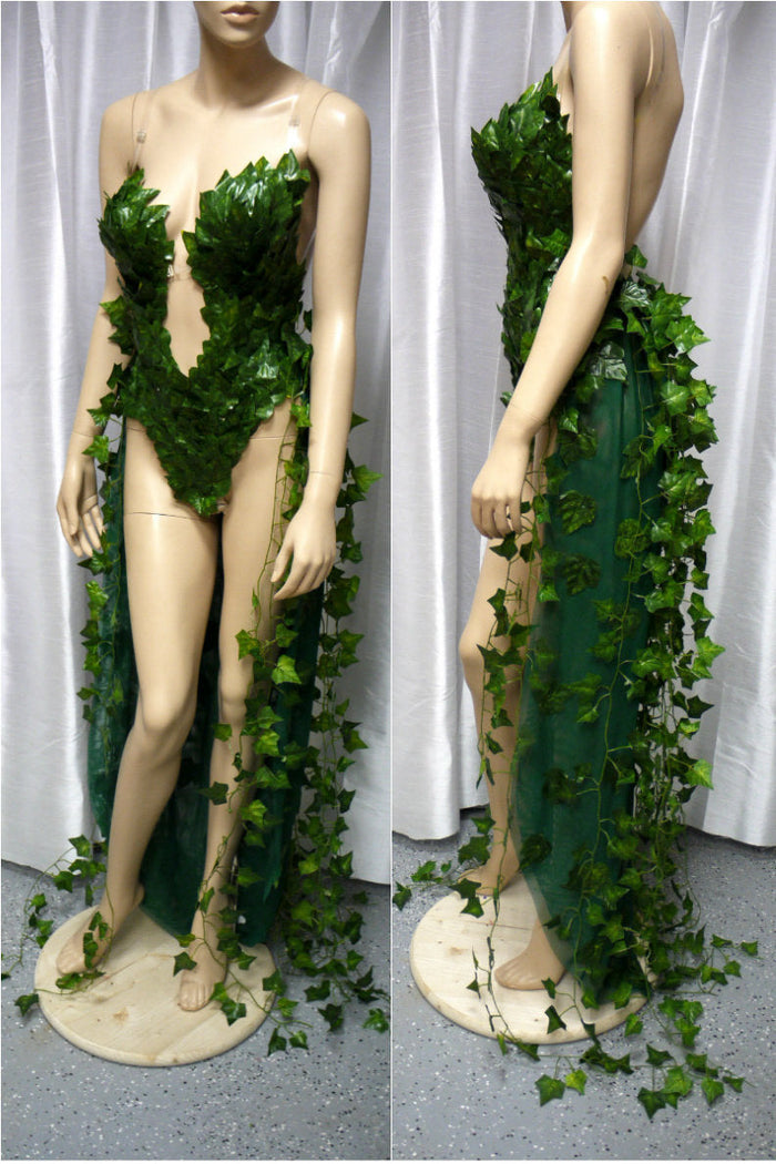 Plunge Nightshade Botanical Villain Monokini Gown Dress – Handmade Rave Cosplay Halloween Costume