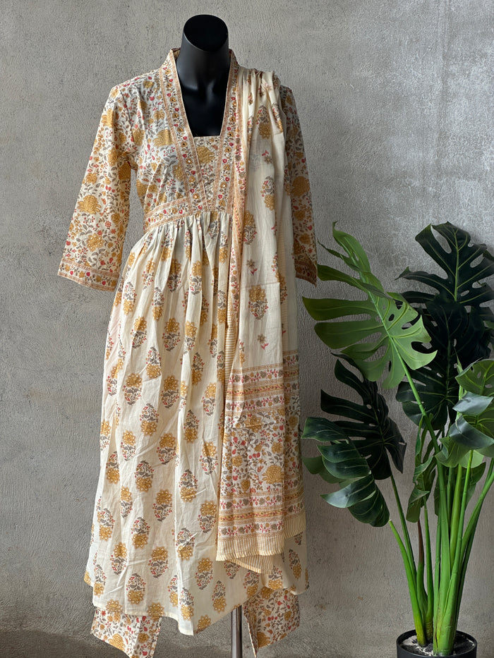 Printed pure cotton kurti pant set