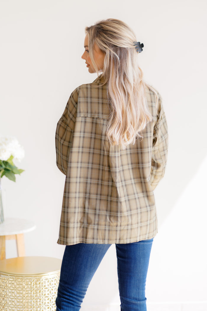 Pumpkin Pathways Button Down Plaid Shacket