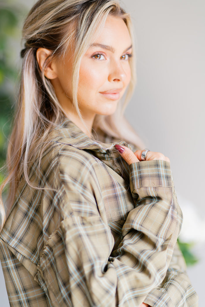 Pumpkin Pathways Button Down Plaid Shacket