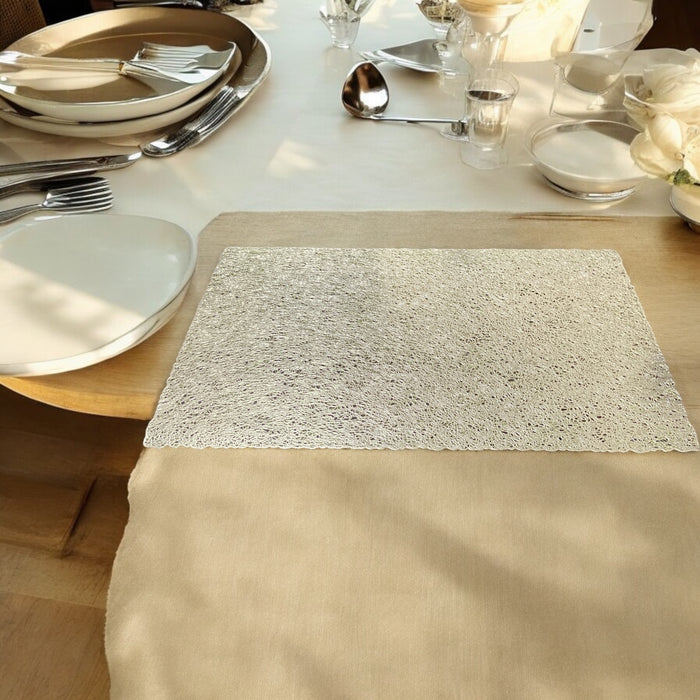 Rectangle Gold Mesh Dining Table Mats | Washable Placemats