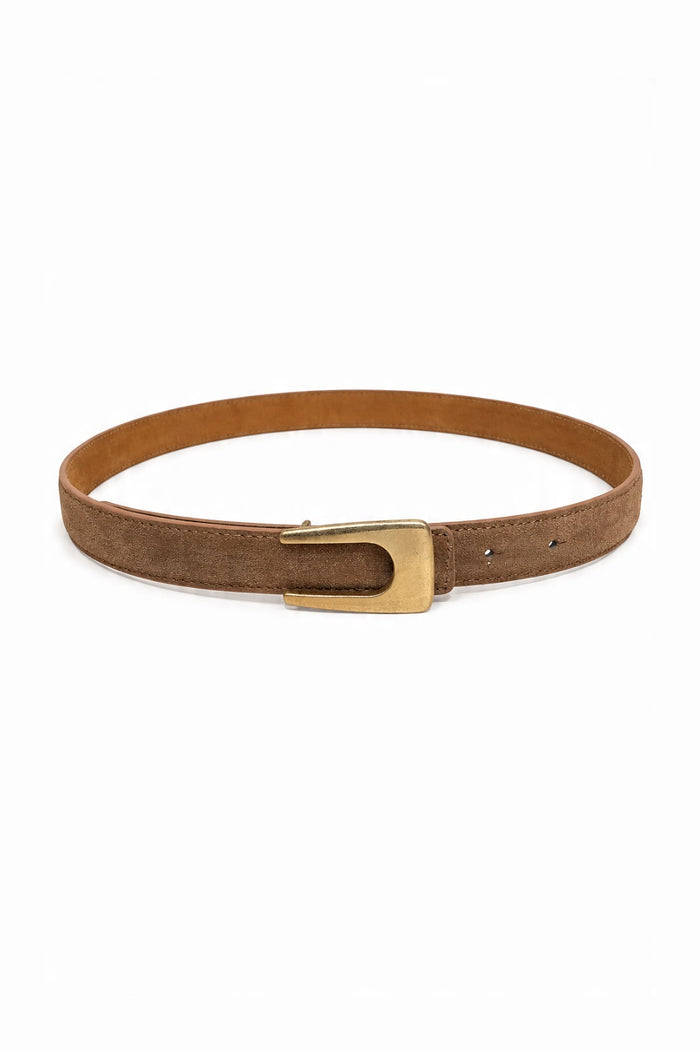 Rectangular-Buckle Slim Genuine Leather Belt wholesale - image 1