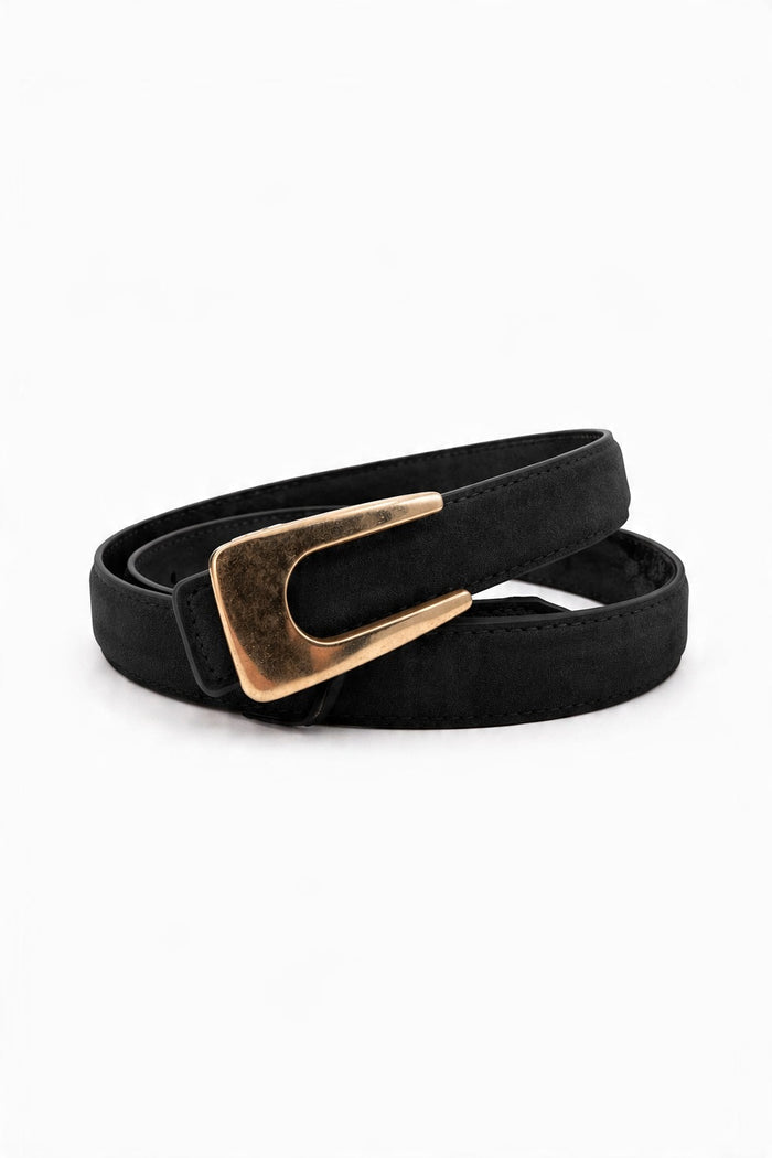 Rectangular-Buckle Slim Genuine Leather Belt wholesale - image 2