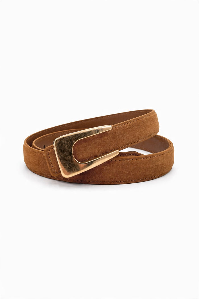 Rectangular-Buckle Slim Genuine Leather Belt wholesale - image 6