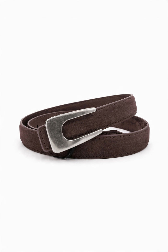 Rectangular-Buckle Slim Genuine Leather Belt wholesale - image 7