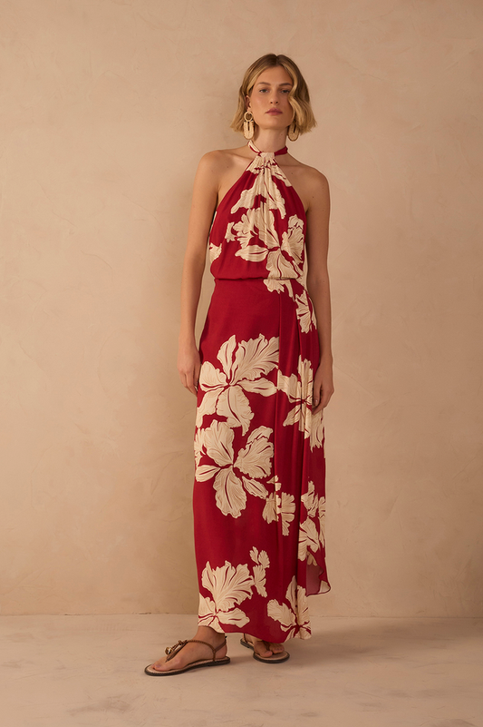 Red Petala Wrap Maxi Skirt_1