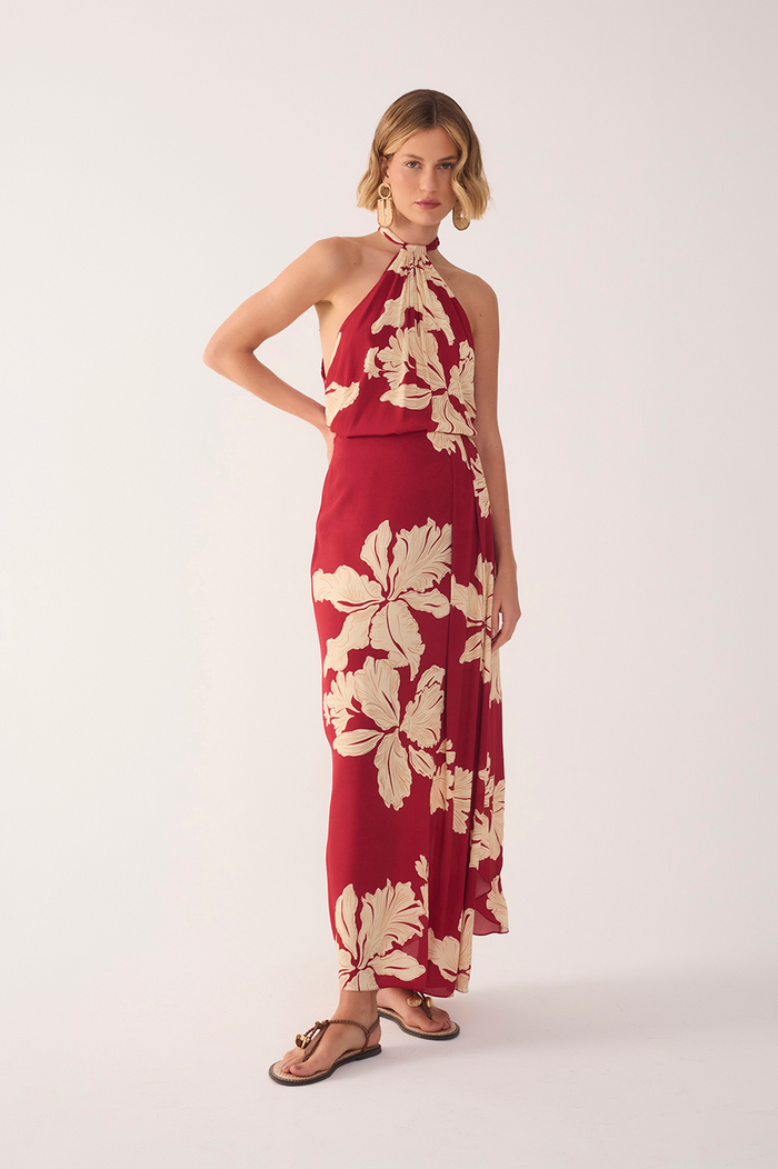 Red Petala Wrap Maxi Skirt_2