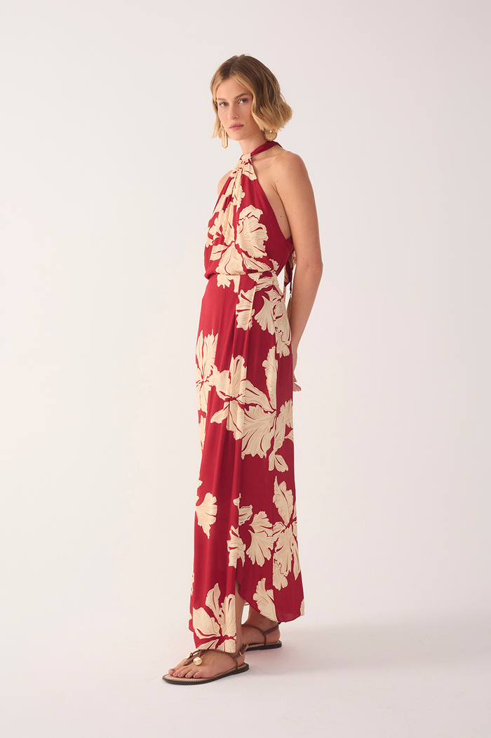 Red Petala Wrap Maxi Skirt_3