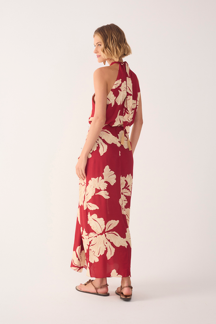Red Petala Wrap Maxi Skirt_6