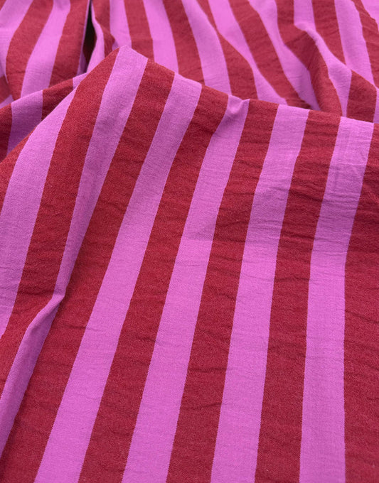 Remnant 1.45m  - Berry Crush Wide Stripe Yarn-Dyed Cotton Fabric