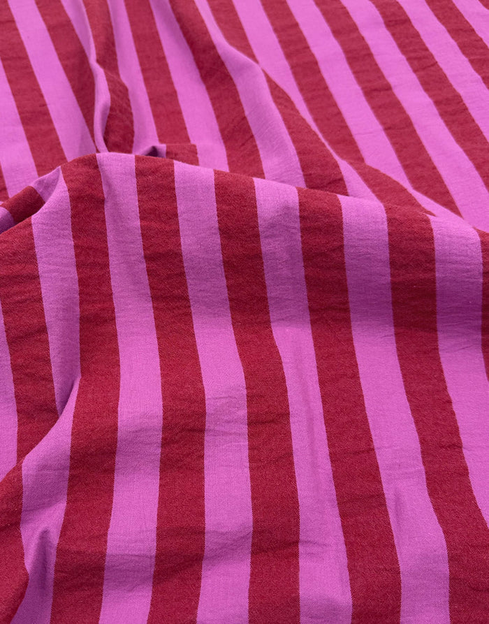 Remnant 1.45m  - Berry Crush Wide Stripe Yarn-Dyed Cotton Fabric