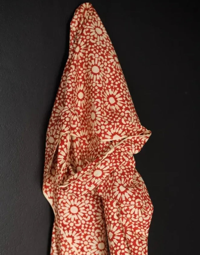 Remnant 1.8m - Red Papercut Indian Block Print Cotton Fabric