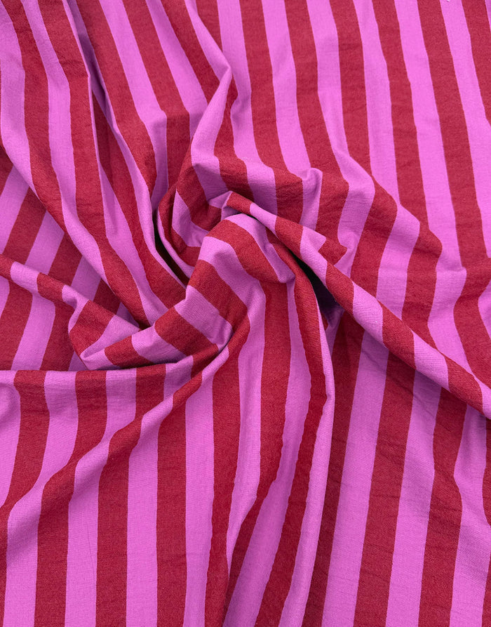 Remnant 1m - Berry Crush Wide Stripe Yarn-Dyed Cotton Fabric