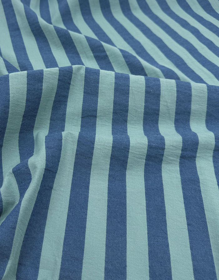 Remnant 1m - Blue Lagoon Wide Stripe Yarn-Dyed Cotton Fabric