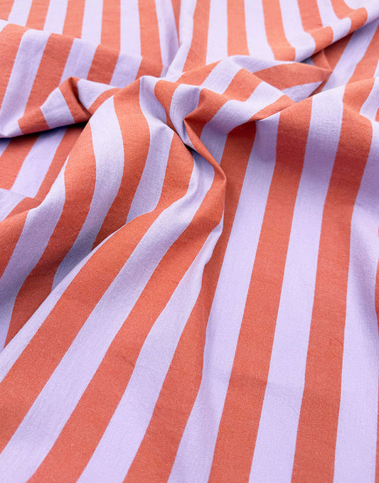 Remnant 1m - Coral Sorbet Wide Stripe Yarn-Dyed Cotton Fabric