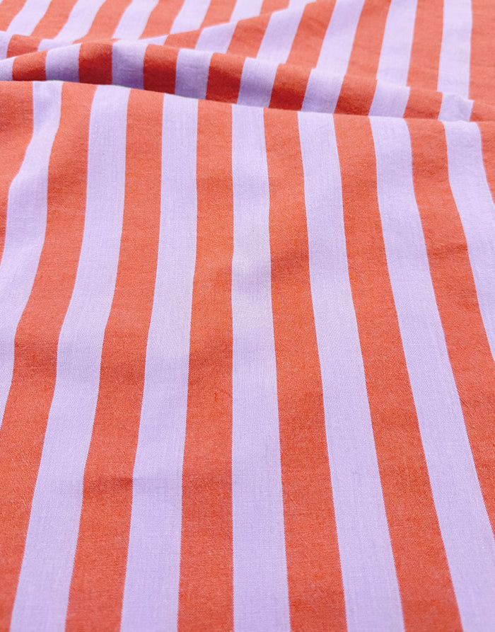 Remnant 1m - Coral Sorbet Wide Stripe Yarn-Dyed Cotton Fabric