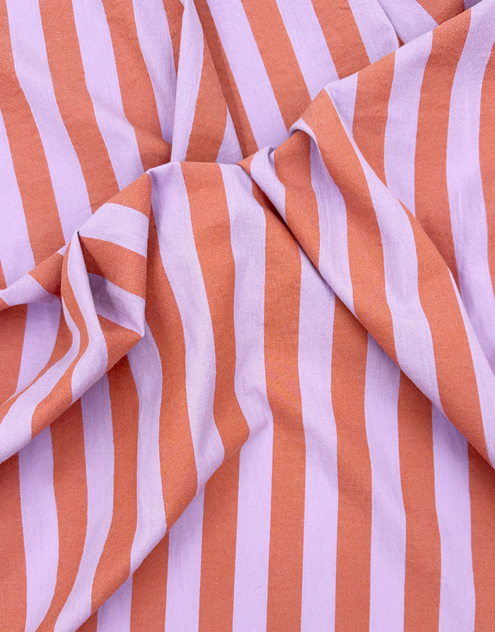 Remnant 1m - Coral Sorbet Wide Stripe Yarn-Dyed Cotton Fabric