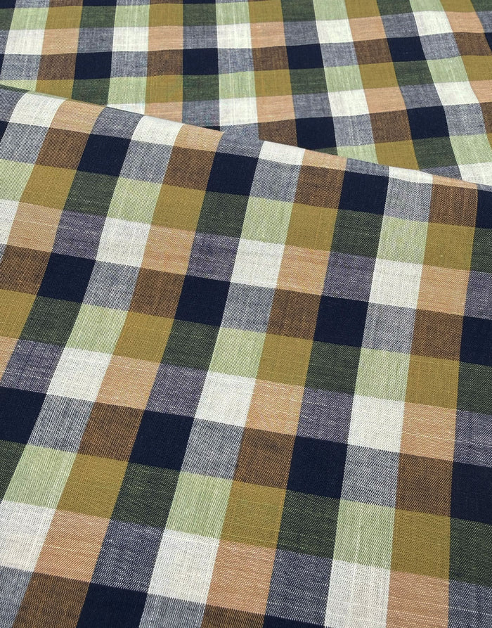 Remnant 1m - Harvest Field Yarn-Dyed Check Cotton Fabric