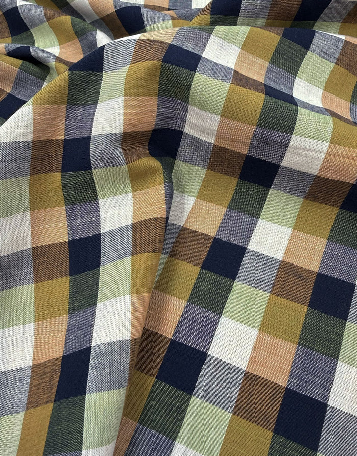 Remnant 1m - Harvest Field Yarn-Dyed Check Cotton Fabric