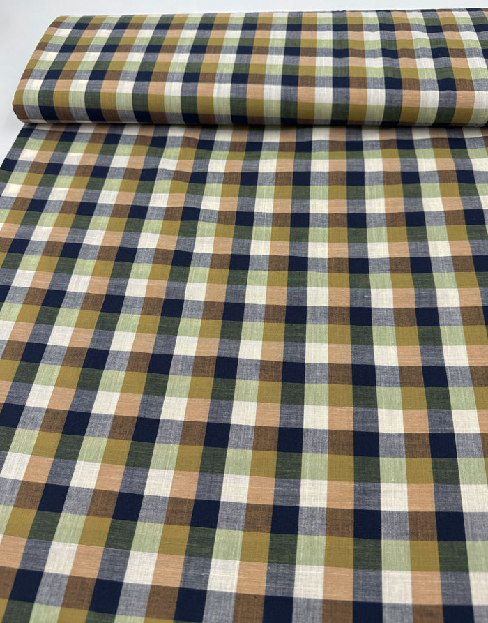 Remnant 1m - Harvest Field Yarn-Dyed Check Cotton Fabric