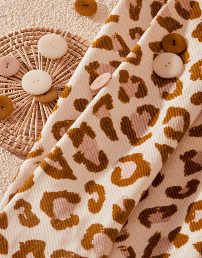 Remnant 40cm - Large Leony Leopard Print Cotton Gabardine Twill Fabric, Atelier Brunette