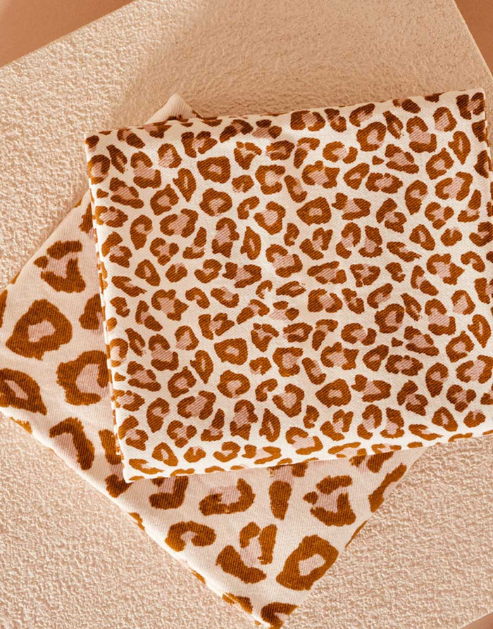 Remnant 40cm - Large Leony Leopard Print Cotton Gabardine Twill Fabric, Atelier Brunette