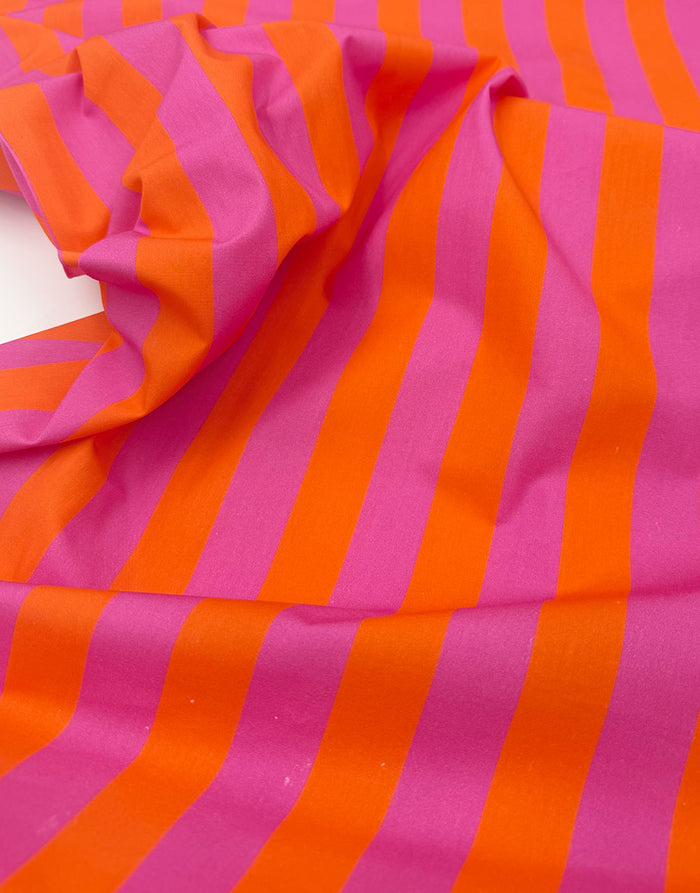 Remnant 70cm - Sorbet Stripe Cotton Poplin Fabric, Light & Lush