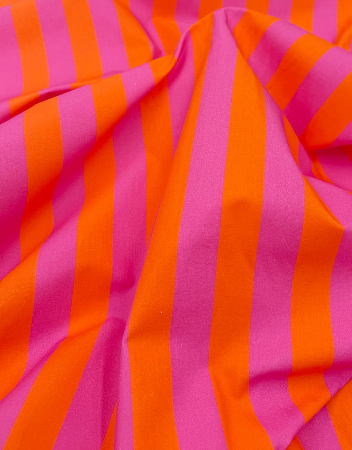 Remnant 70cm - Sorbet Stripe Cotton Poplin Fabric, Light & Lush