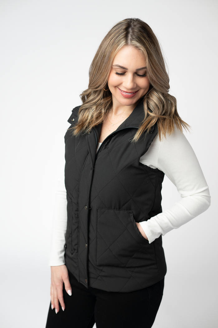 Remy Zip Up Vest - Black by Michelle Mae
