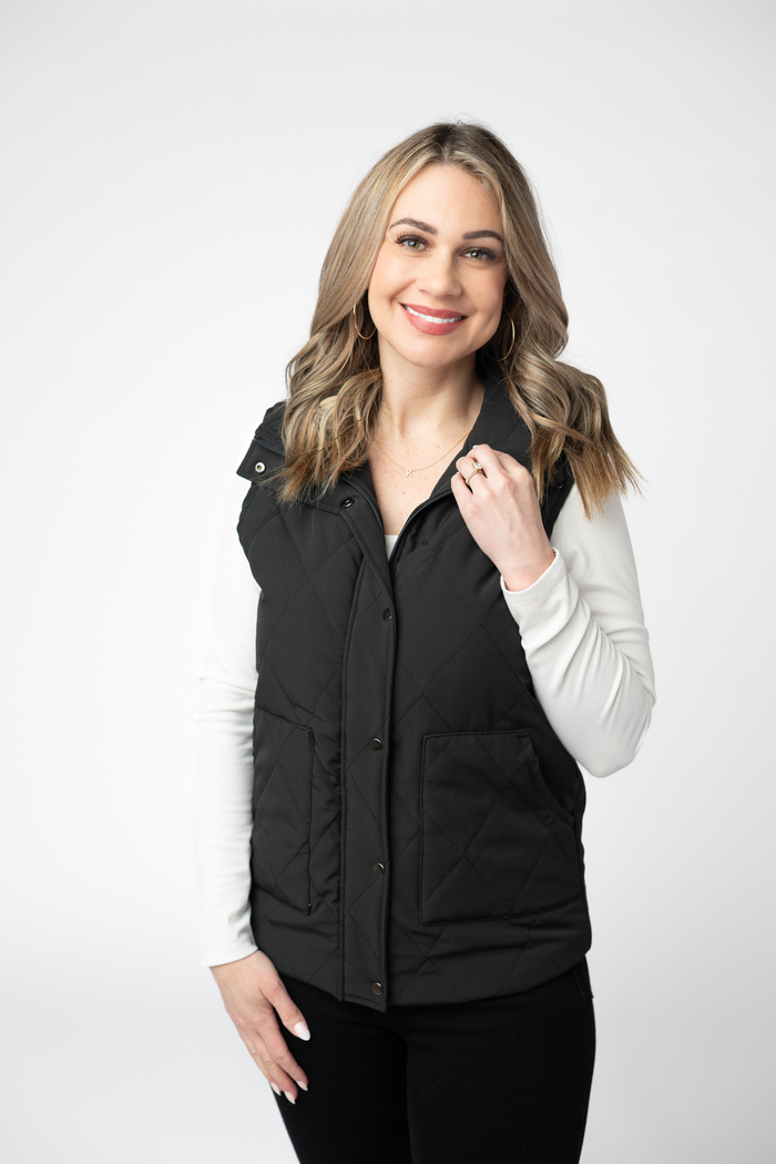 Remy Zip Up Vest - Black by Michelle Mae