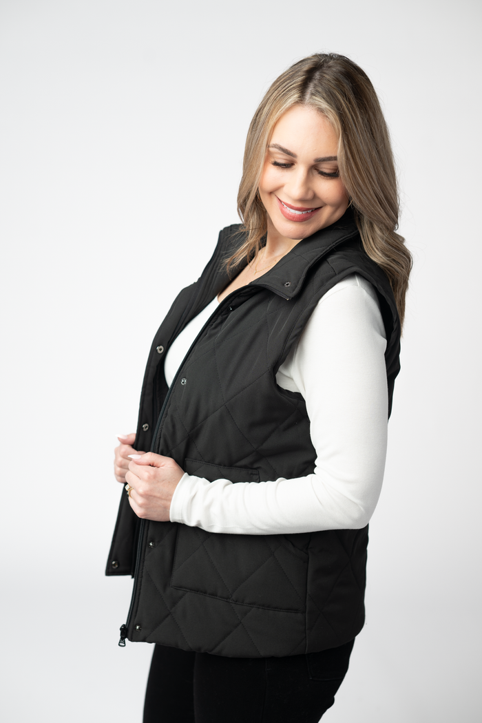 Remy Zip Up Vest - Black by Michelle Mae